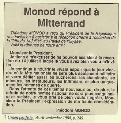 Thodore Monod explique son 14 Juillet  Franais Mitterrand